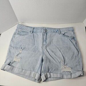 Ana New Approach Distressed Denim Shorts Light Wash Cuffed Hem 16W Women